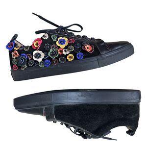 Sheridan Mia by Anthropology black suede and leather floral shoes size 42 (US12)